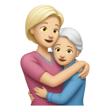 grandmother hugging her blond granddaughter  sticker