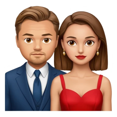leonardo di caprio and Natalie Portman in a red dress sticker