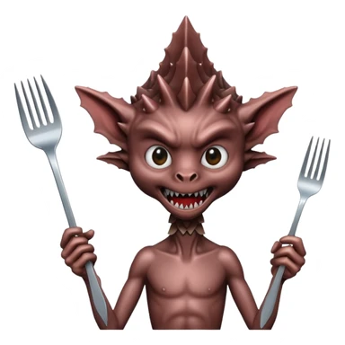 A demogorgon holding a fork sticker