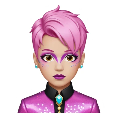 pink hair drag king fabulous makeup with glitter sticker