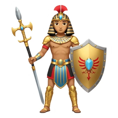 fullbody egyptian ancient soldier with sword and golden armor, holding shield sticker