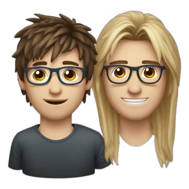 Guy with forsted vs blue spectacles messi hair with little mullets brown hair  sticker