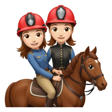 brown haired girl on a cheatnut hporse smiling' sticker