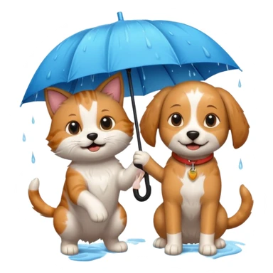 dog and cat playing in the rain sticker