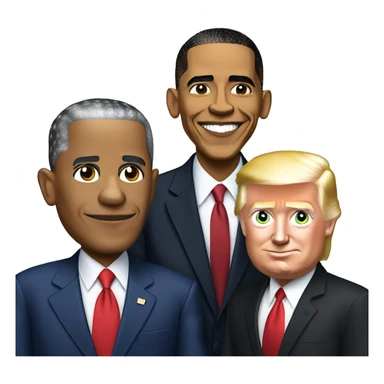 Barack Obama with Joe Biden and Donald Trump sticker
