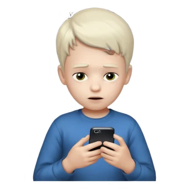 un niño de entre 3 - 10 años jugando con su celular, cansado en una habitacion apagada, el niño tiene piel blanca

 sticker