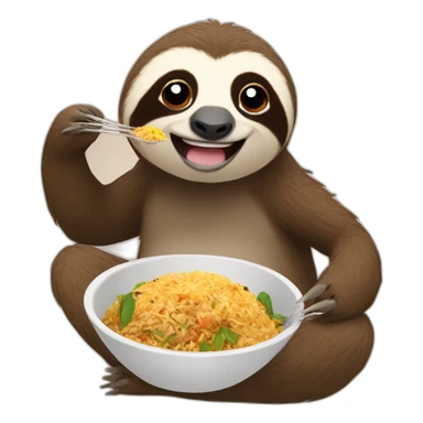 A sloth eating Biriyani  sticker