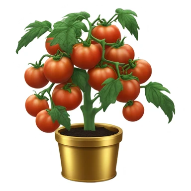 Large Tomato plant with only Black tomatoes on in a gold pot sticker