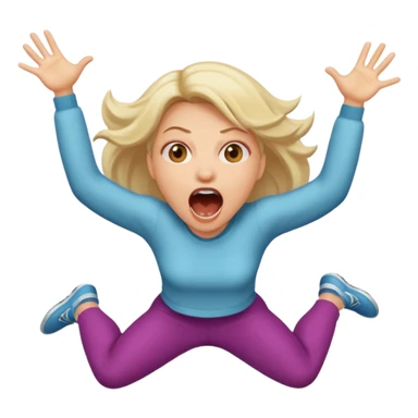 Woman jumping screaming “fraud” sticker