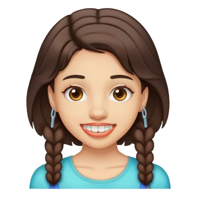 brunette light skin girl with braces sticker