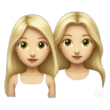 deux filles une fille blonde au yeux vert et fille brune au yeux bleua la peau beige sticker