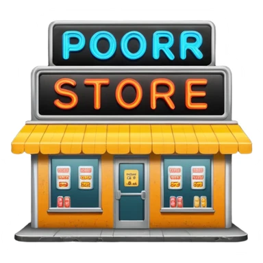 Convenience store named poor store and more sticker