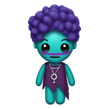 Teal and purple voodoo doll sticker
