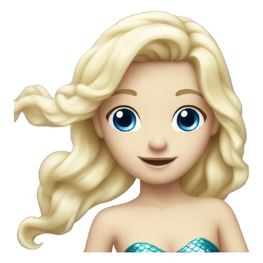 very young white blonde mermaid with blue eyes dancing sticker