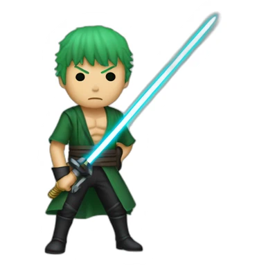 roronoa zoro avec un sabre laser de star wars sticker