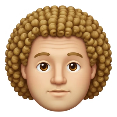 Big man with curly hair and round face sticker