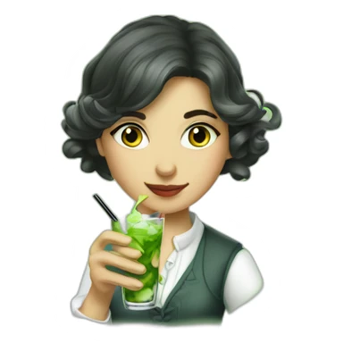 argentine girl sherlock holmes drinking mojito sticker