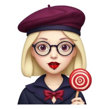 Vampire with lollipop, beret and glasses sticker