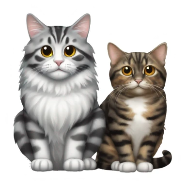 A silver tabby cat sitting next to a tortoiseshell cat  sticker