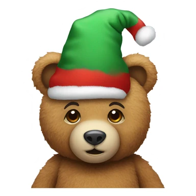 teddy bear wearing christmas hat  sticker