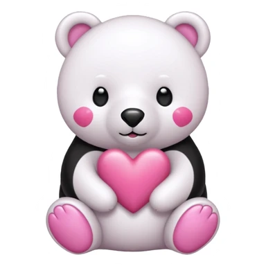  Oso Polar blanco corazón rosa kawaii sticker