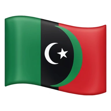 Libya flag emoji with red black and green horizontal stripes and a white crescent and star sticker