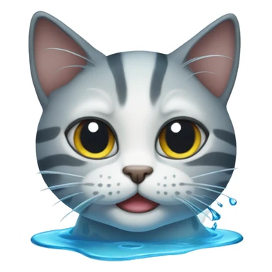 smirking cat with water sticker
