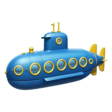 blue mini single submarine in cartoon  sticker