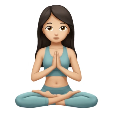 Olive tones Christian girl praying long dark hair in neutral color yoga set sticker
