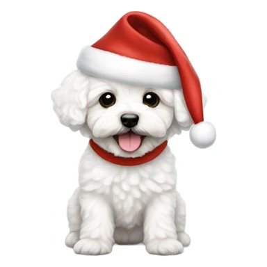 White Maltipoo puppy with santa hat sticker