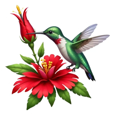 hummingbird drinking nectar from flower sticker
