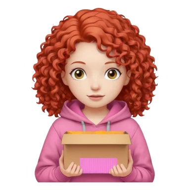 box carrier curly red haired pink hoodie girl  sticker