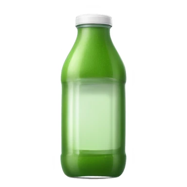aesthetic green juice in tall clear full plastic drink bottle with white lid realistic soft textures sticker