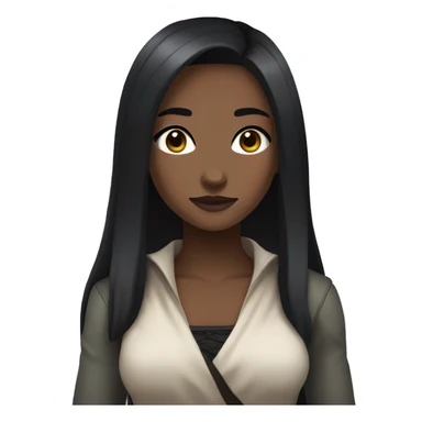 Generate an emoji of a black female with a medium-dark skin tone with long and straight black hair that has an outfit and eyes like Nezuko from the anime show Demon Slayer sticker