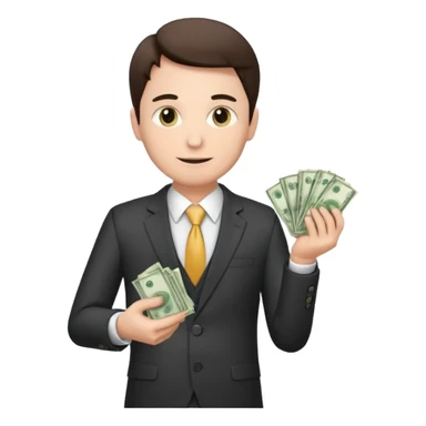 CEO with money in his hands donating to hospital sticker