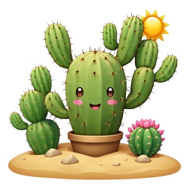 cute kawaii cactus desert landscape  sticker