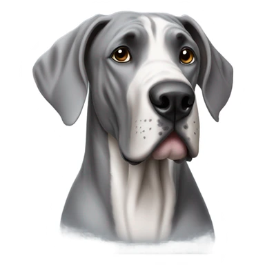 Grey great dane with coat sticker