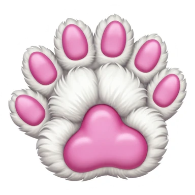 Fluffy white cat paw with six toes and claws sticker
