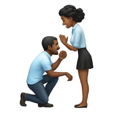 Girl on knees proposes guy  sticker