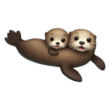 Sea Otter swimming with Baby  sticker
