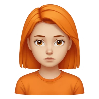 25 year old woman in orange shirt, she looks like she is in pain sticker