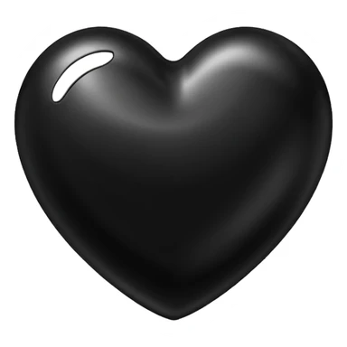 Apple-style 3D emoji of a shiny black heart, smooth and glossy surface, simple and elegant design, no background. sticker