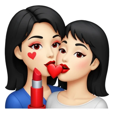 Kiss with heart  sticker