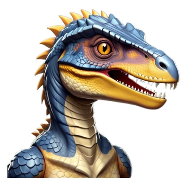 Cinematic Noble jurassic park Velociraptor Portrait Emoji, Poised and menacing, with a sleek, muscular build clad in dark, scaly skin reminiscent of jurassic park Park’s iconic raptor, a sharply curved snout and piercing, intelligent eyes that exude predatory cunning, Simplified yet boldly defined features, highly detailed, glowing with a cool, ominous radiance, high shine, intelligent and relentless, stylized with an air of cinematic prehistoric authority, focused and alert, soft glowing outline, capturing the essence of a watchful and confident jurassic park Velociraptor that appears ready to dash out of the screen with effortless power! sticker