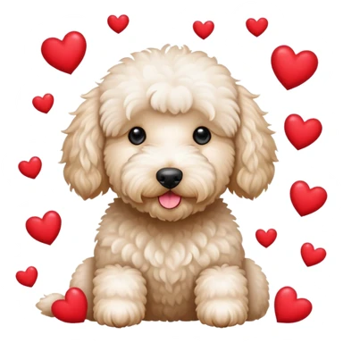 White Goldendoodle surrounded by hearts sticker