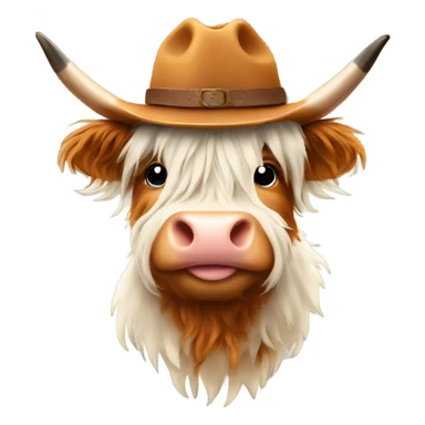 Highland cow with cowboy hat sticker