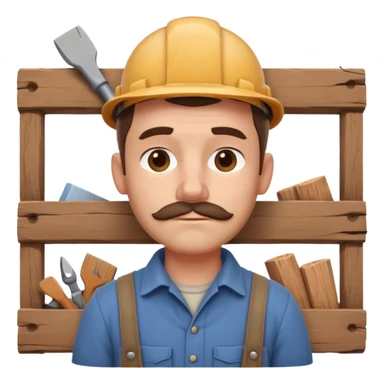 rustic carpenter portrait, head and shoulders only, wood dust on shoulders, rolled-up shirt collar, calm craftsman expression, warm workshop vibe, 3D cartoon, mobile game icon style, clean background, no text, no watermark
 sticker