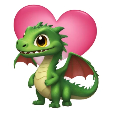 The dragon from "How to Train a Dragon" holds a big heart sticker