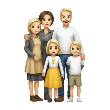 family two parents with six children European white sticker
