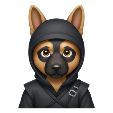 German shepherd with a ninja suit sticker